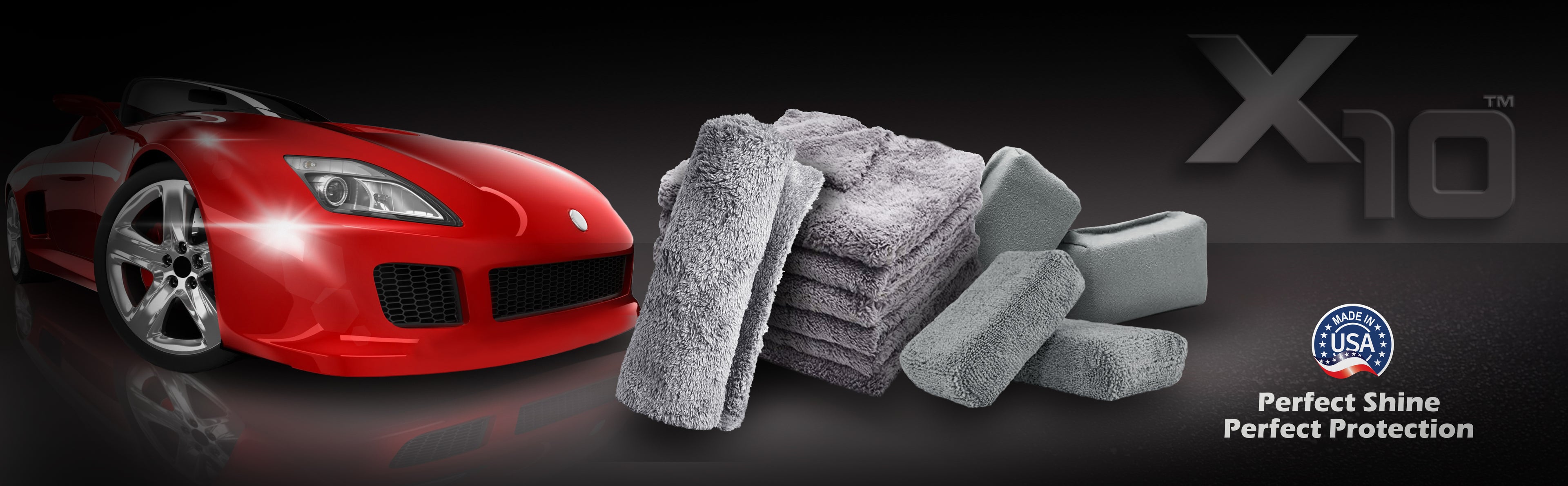 car applicators + towels + car polish