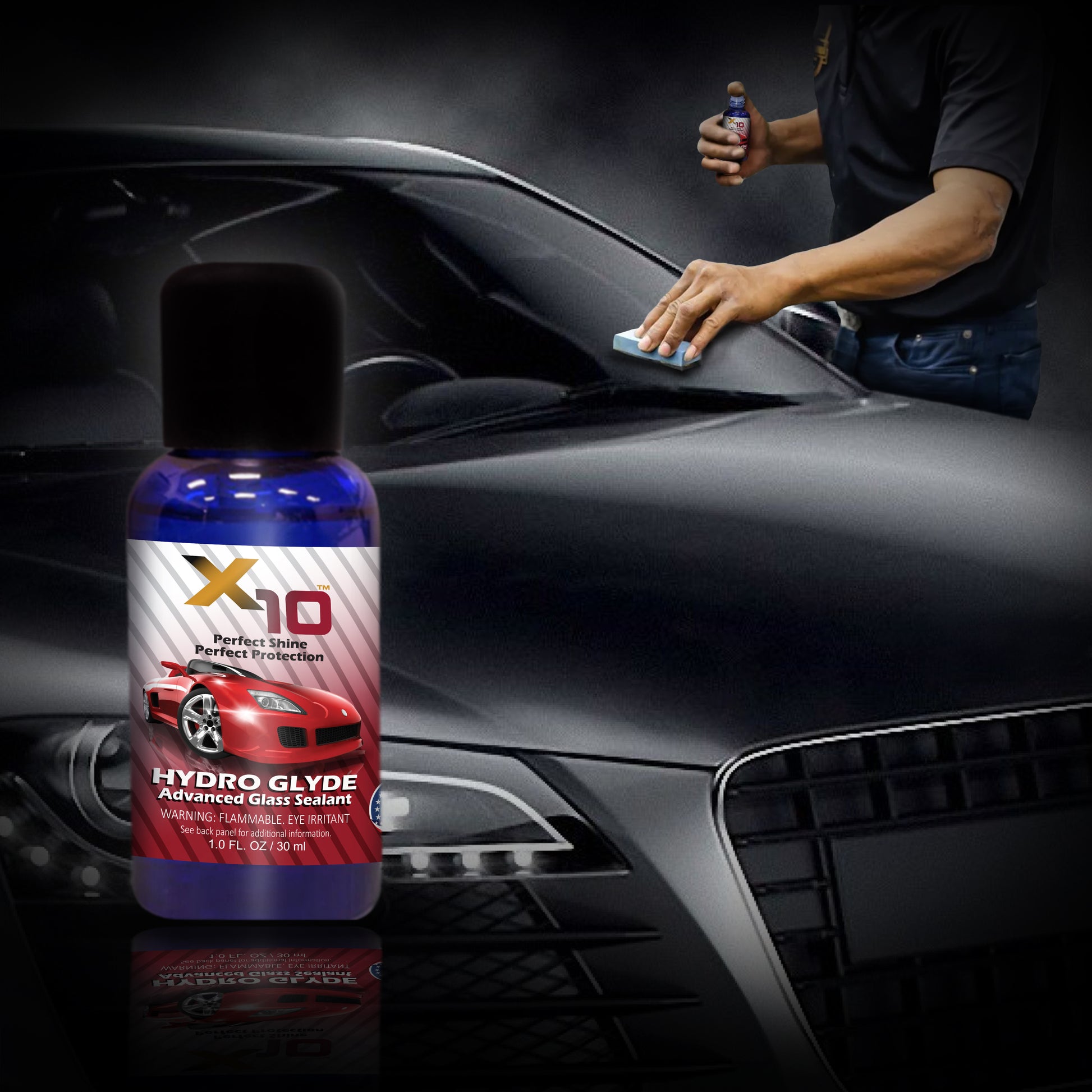 X10 Hydro Glyde Hydrophobic Glass Coating 30 ml No Cure Time Windshield and Sealant for Up to 6 MOS of Protection Water at MechanicSurplus.com