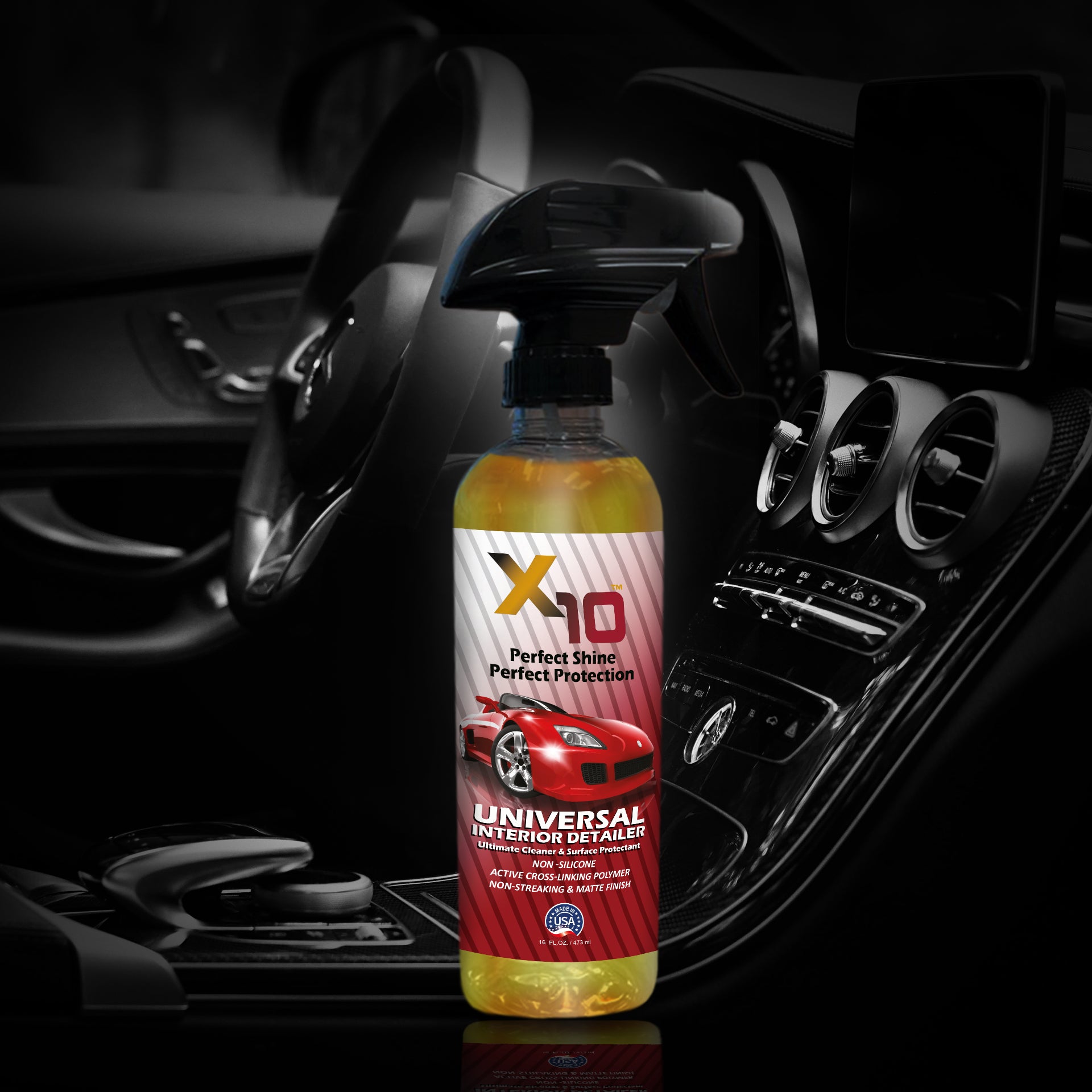X10 Universal Interior Detailer (16 oz) - Total Car Interior Cleaner and Protectant Spray |Safe for Cleaning & Detailing of Leather, Dashboard